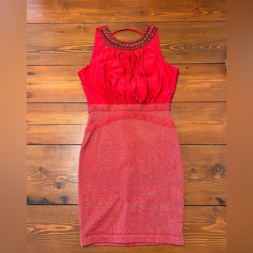 WOW Couture - Red Open Back High Waist Bodycon Mini Dress - Size M
